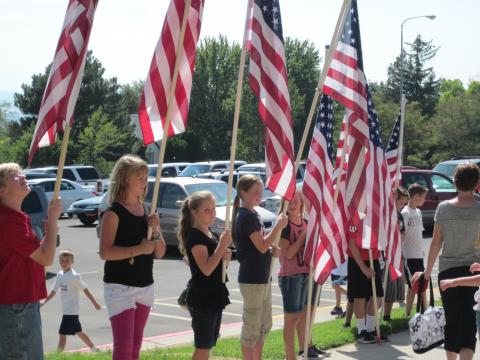 Students at Bates Elementary help celebrate Constitution Day.  Photo courtesy Bates Elementary.