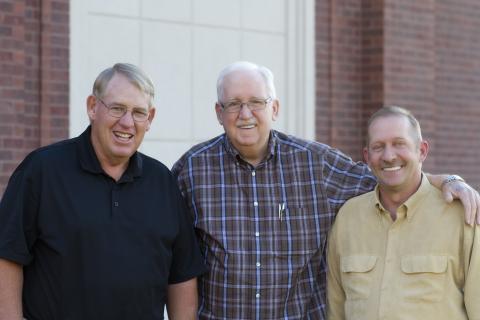 From right, Doug Clark, Congregation member and Pastor David Duncan, Valley View Baptist Church, and President Roger Howell, a member of the Presidency of the Coldwater Stake, Church of Jesus Christ of Latter Day Saints.